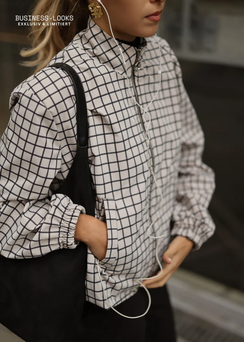 Blousonjacke mit Karomuster - greige