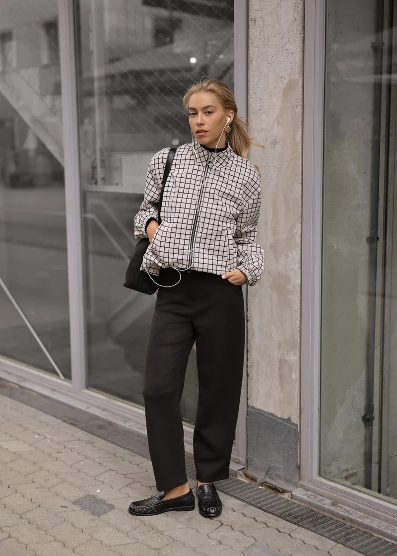 Blousonjacke mit Karomuster - greige