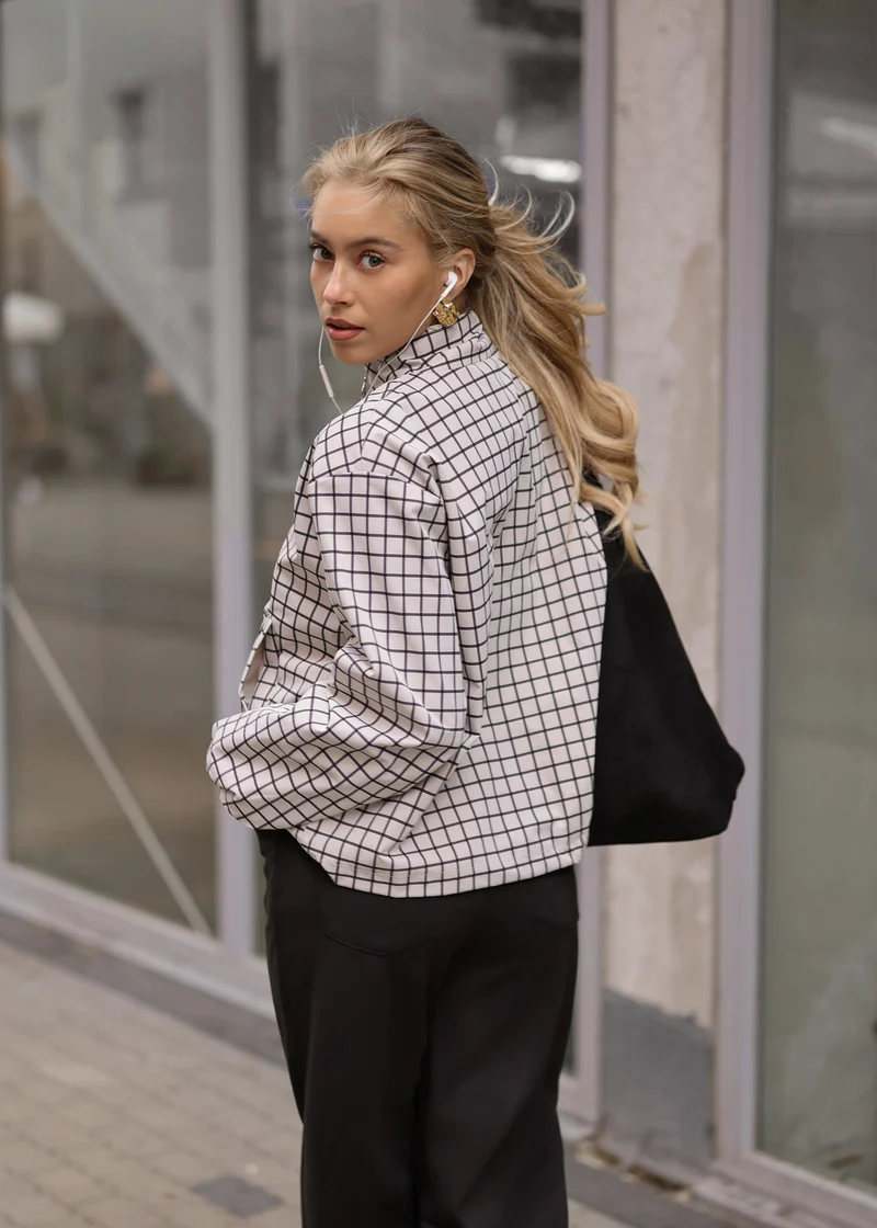 Blousonjacke mit Karomuster - greige
