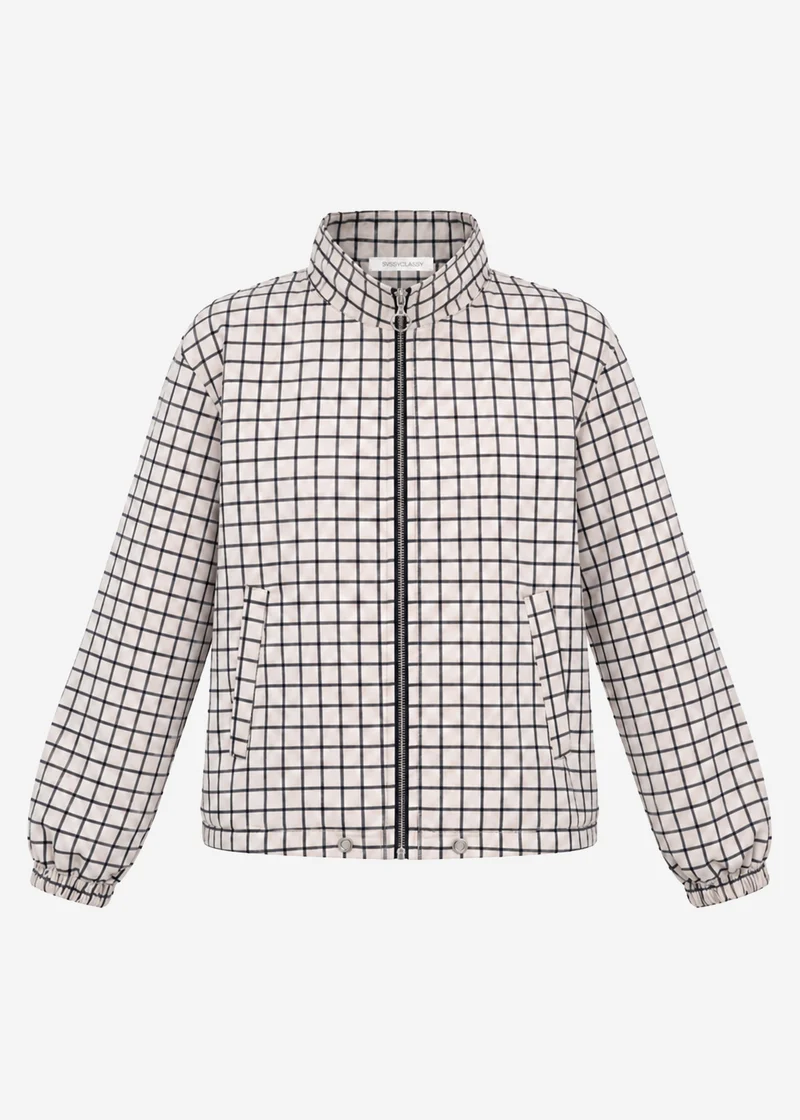 Blousonjacke mit Karomuster - greige