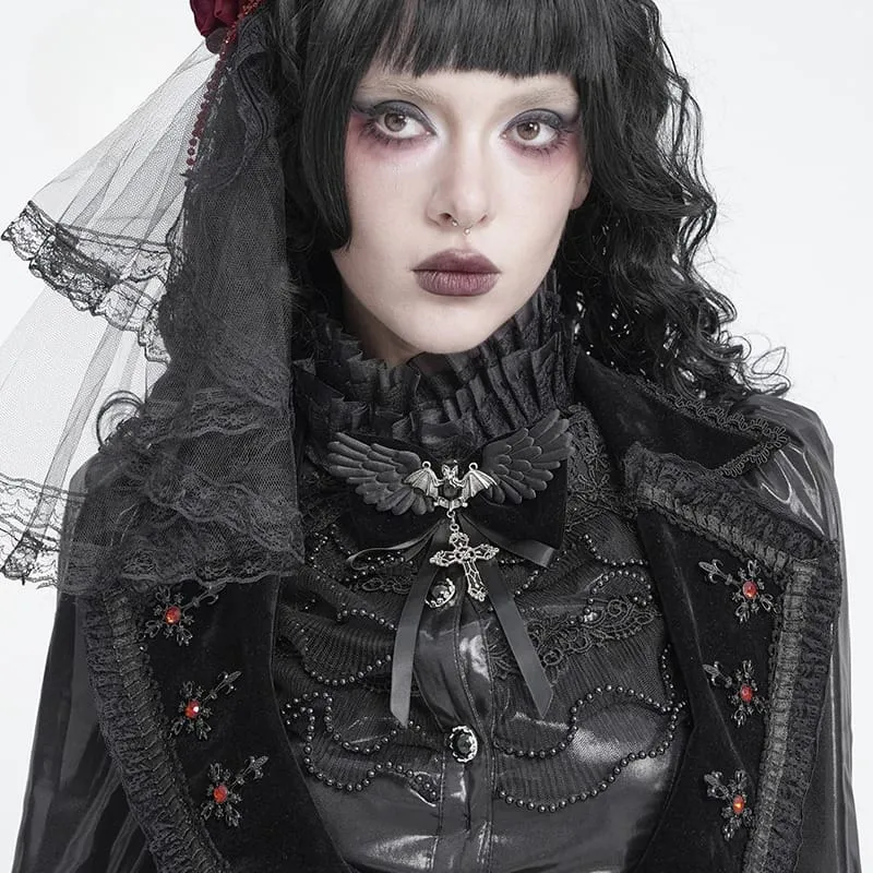 Gothic-Haarnadel mit Fledermaus-Kreuz und Schleife für Damen