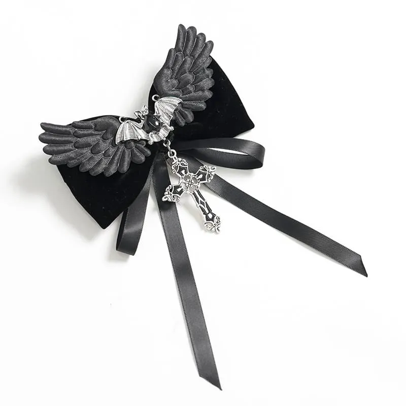 Gothic-Haarnadel mit Fledermaus-Kreuz und Schleife für Damen