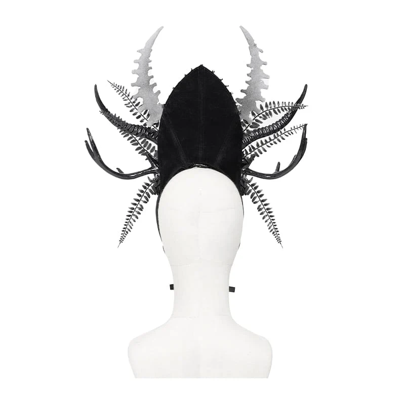Gothic-Kopfbedeckung für Damen mit Rosenkreuz und Totenkopf
