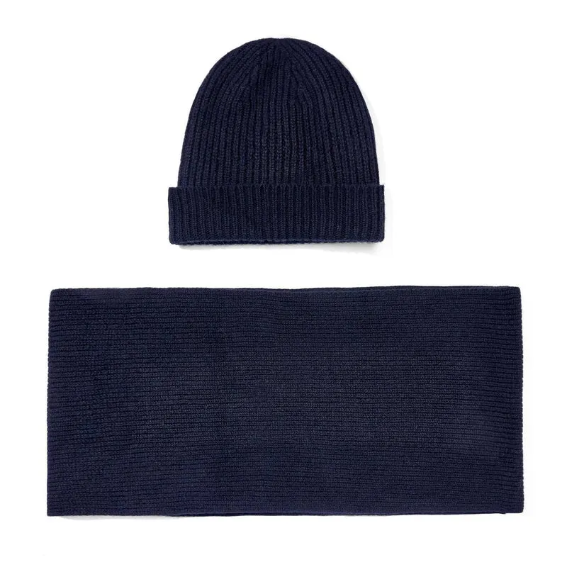 Geschenkset aus gerippter Mütze und Schal aus 100 % Kaschmir