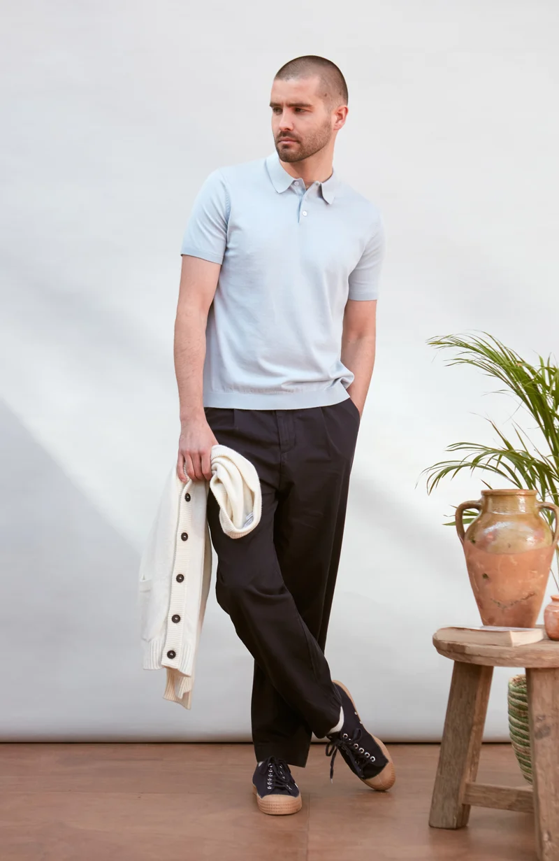 Kurzärmliges Herren-Poloshirt aus 100 % ultrafeiner Baumwolle