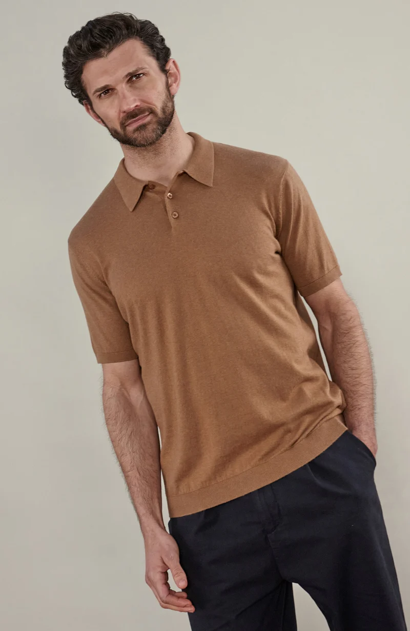 Kurzärmliges Herren-Poloshirt aus 100 % ultrafeiner Baumwolle