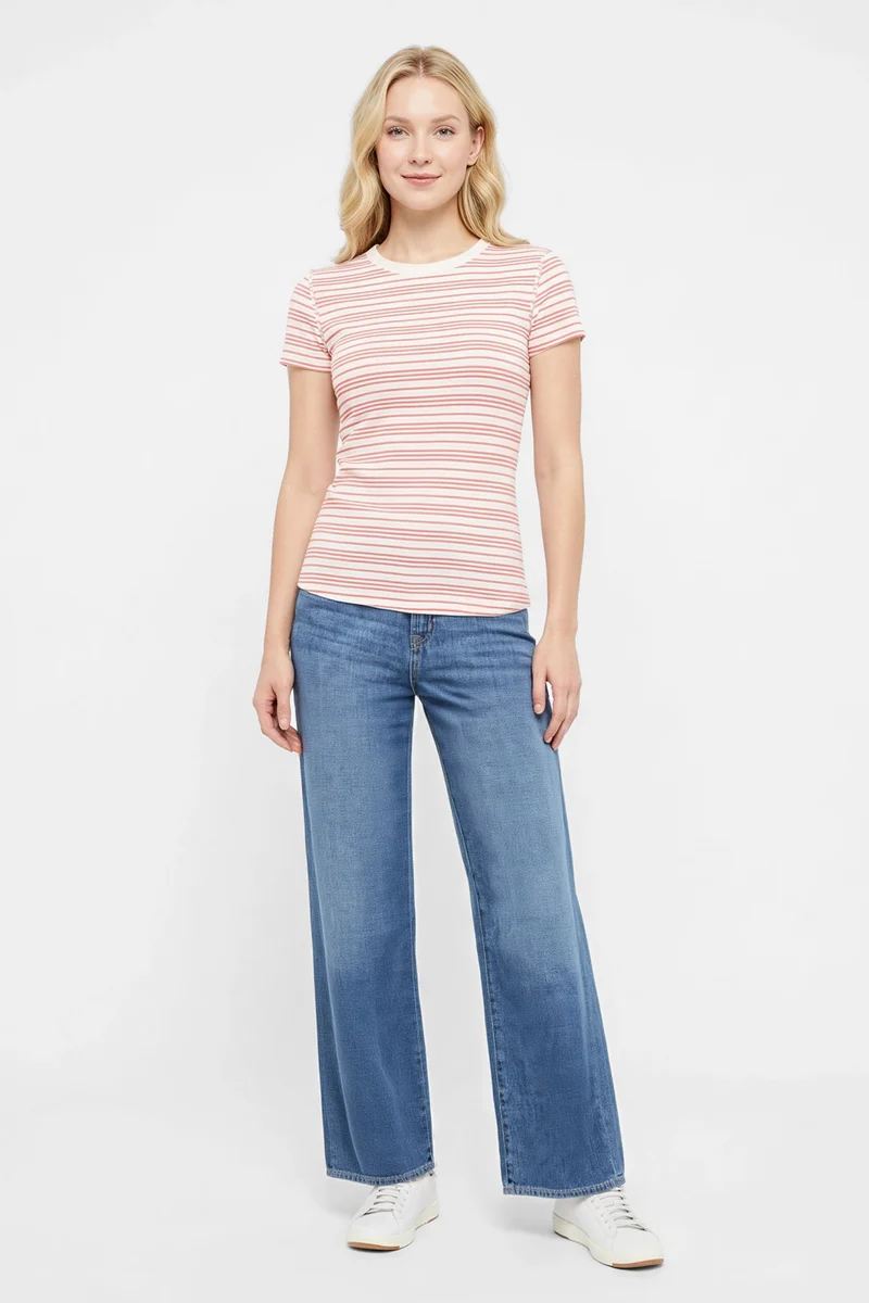 Crew-Neck Short Sleeve Tee | Cedar Wood Kent Stripe