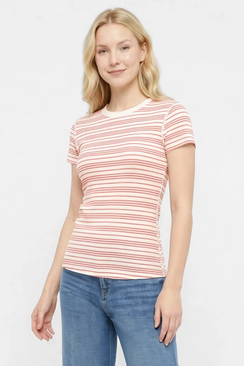 Crew-Neck Short Sleeve Tee | Cedar Wood Kent Stripe