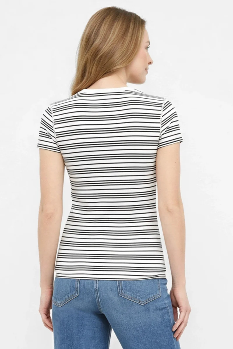 Crew-Neck Short Sleeve Tee | Black Beauty Kent Stripe