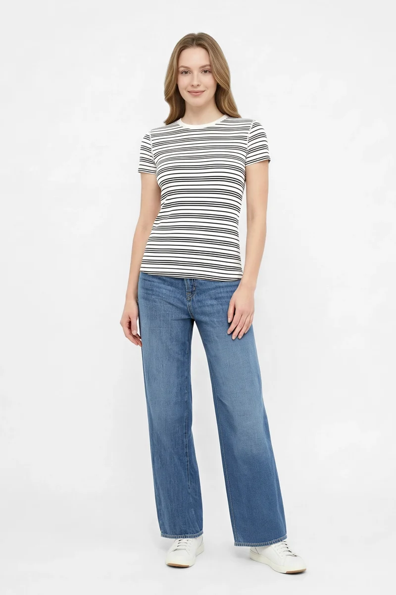 Crew-Neck Short Sleeve Tee | Black Beauty Kent Stripe