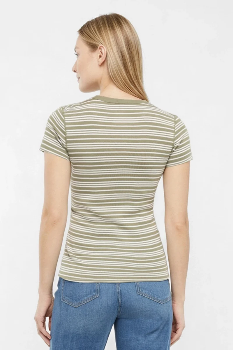 Crew-Neck Short Sleeve Tee | Deep Lichen Kent Stripe