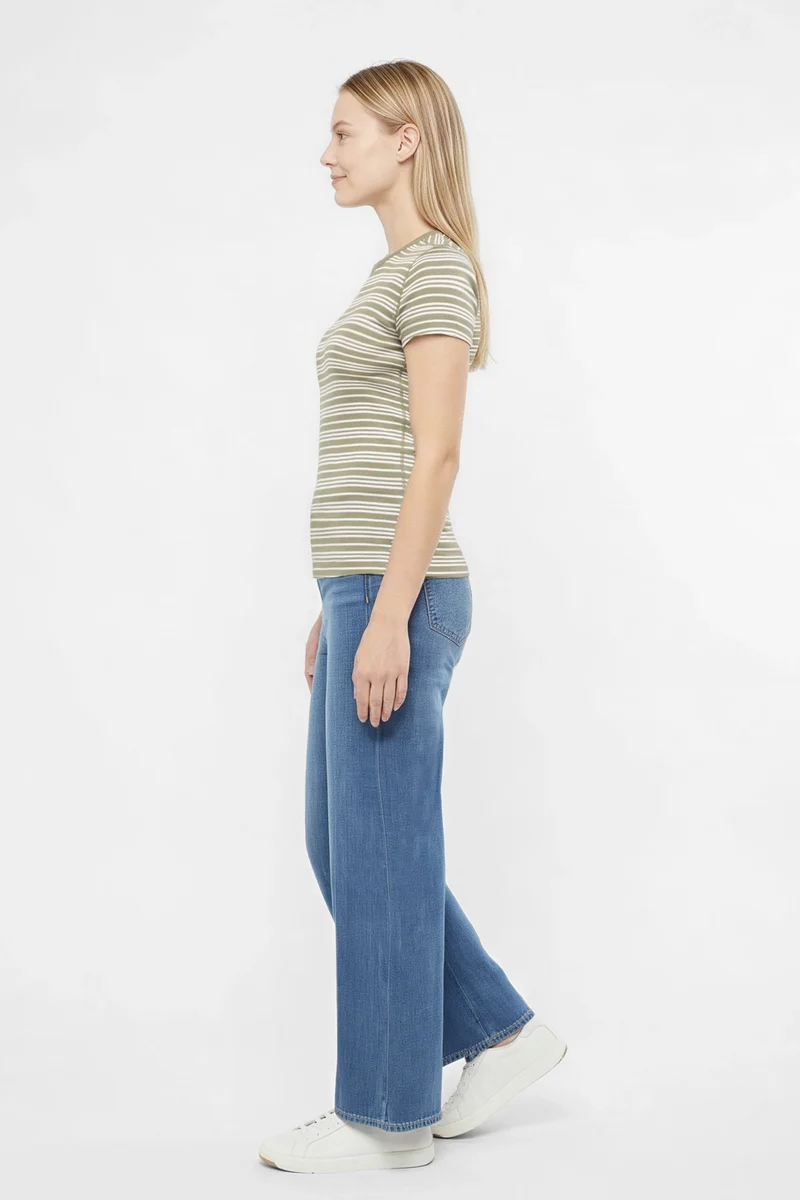 Crew-Neck Short Sleeve Tee | Deep Lichen Kent Stripe
