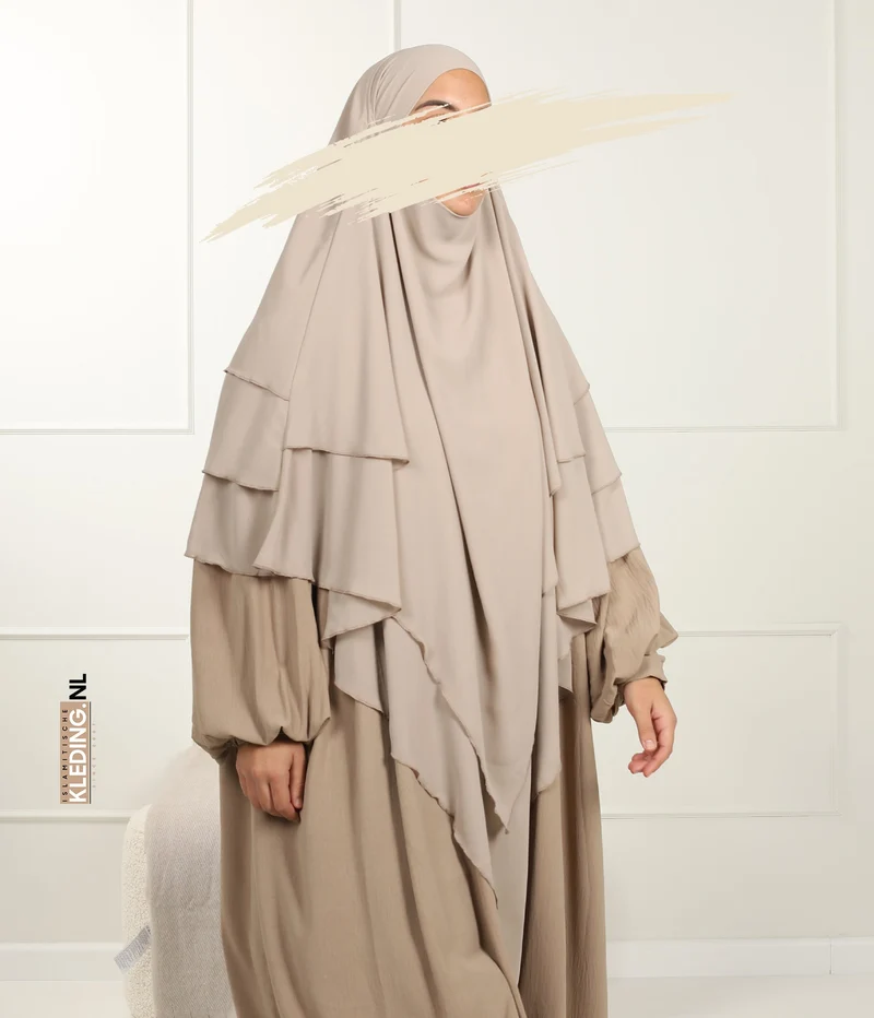 Triple Diamond Khimar Chiffon Creme