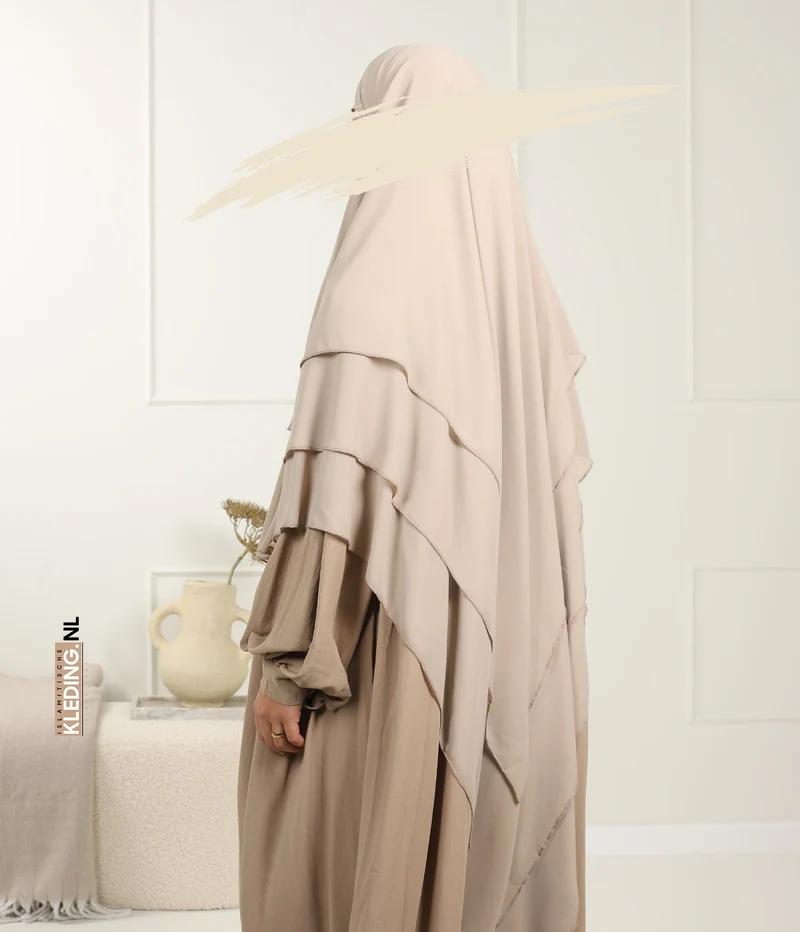 Triple Diamond Khimar Chiffon Creme