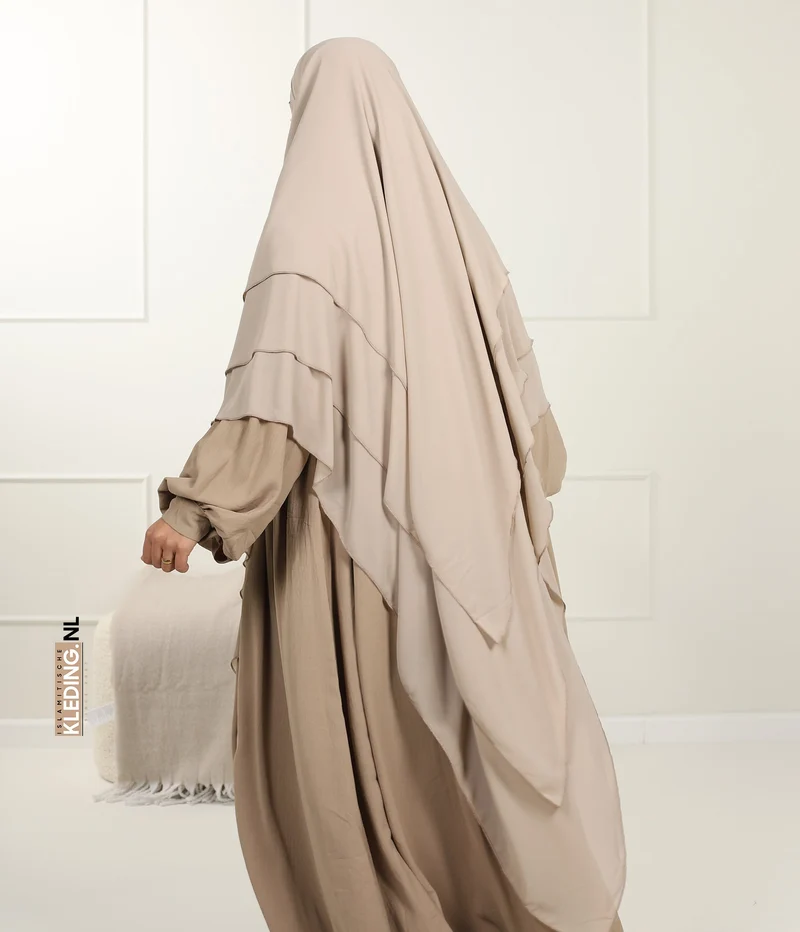 Triple Diamond Khimar Chiffon Creme