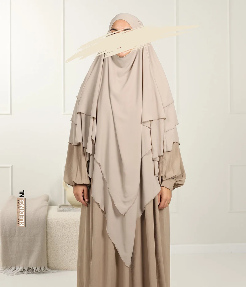 Triple Diamond Khimar Chiffon Creme