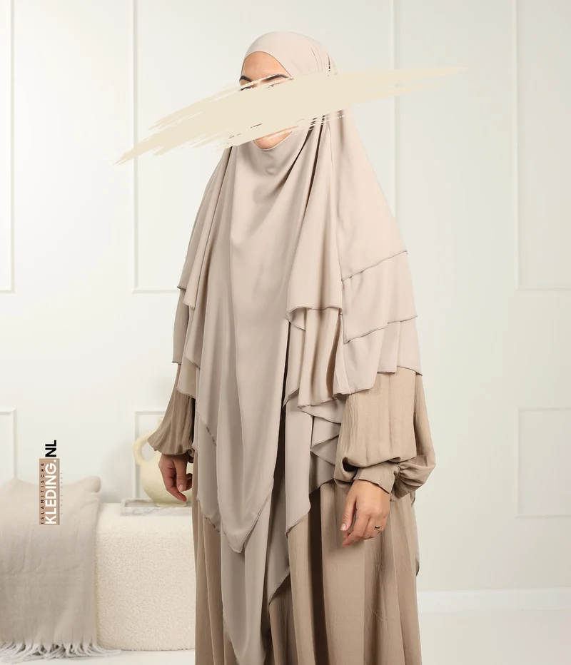 Triple Diamond Khimar Chiffon Creme