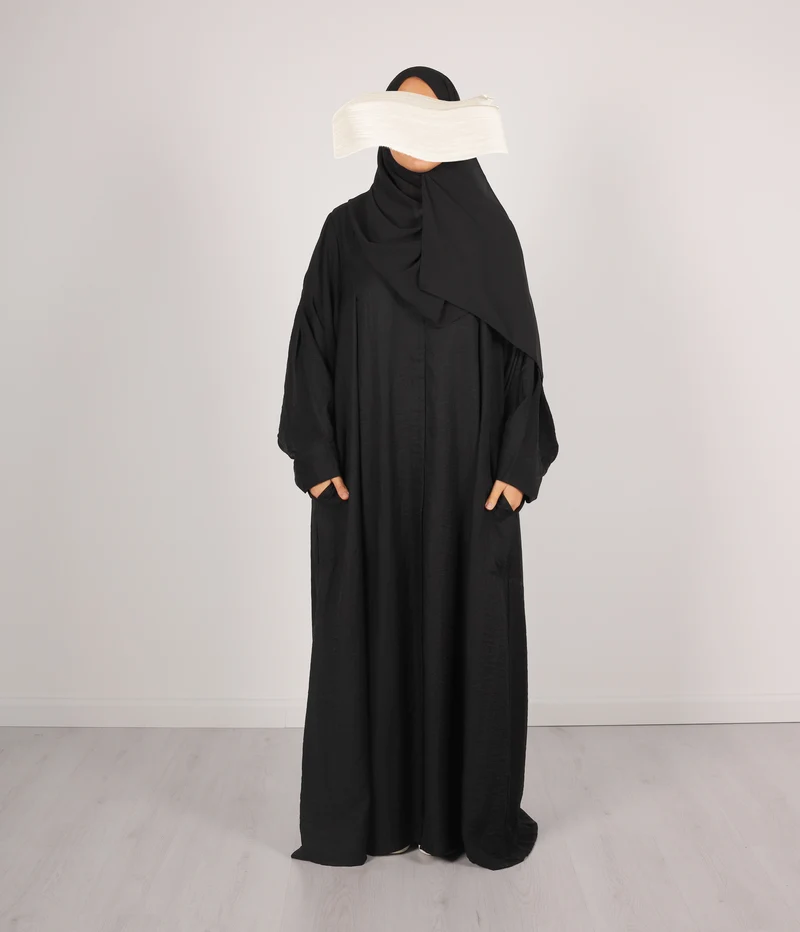 Abaya Leinen Safirah - Schwarz