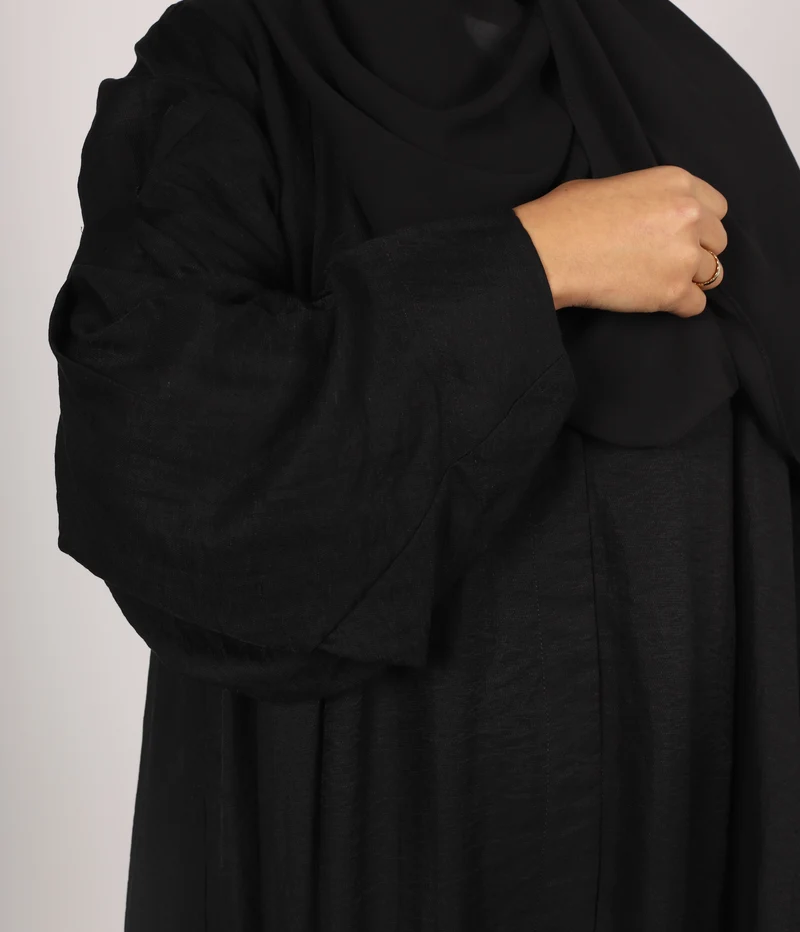 Abaya Leinen Safirah - Schwarz