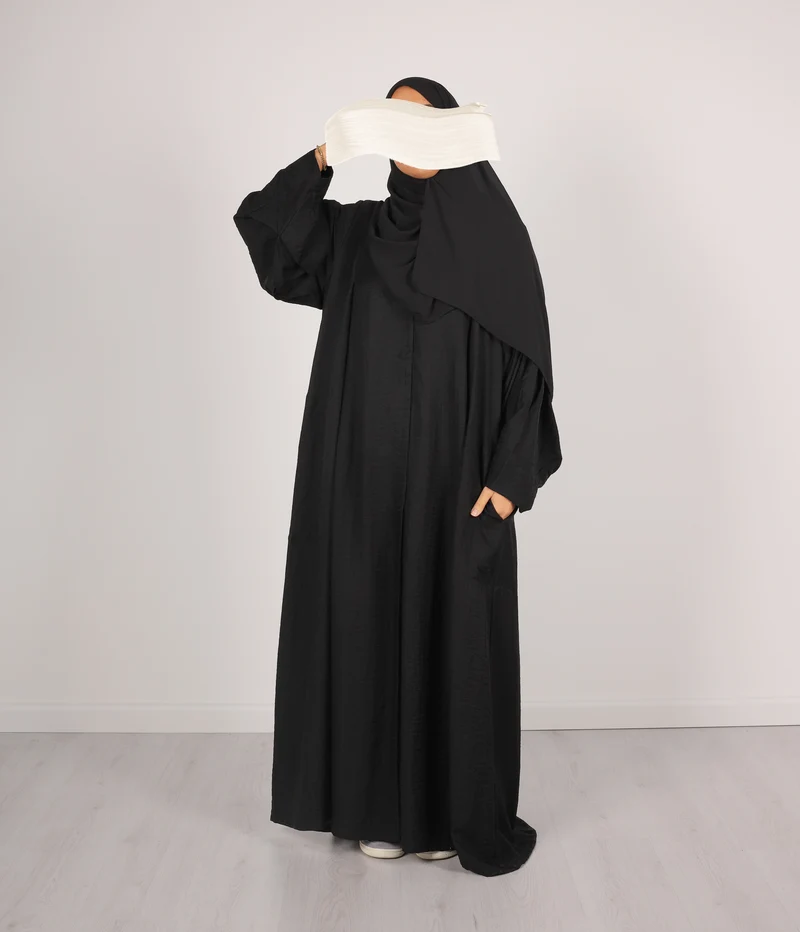 Abaya Leinen Safirah - Schwarz