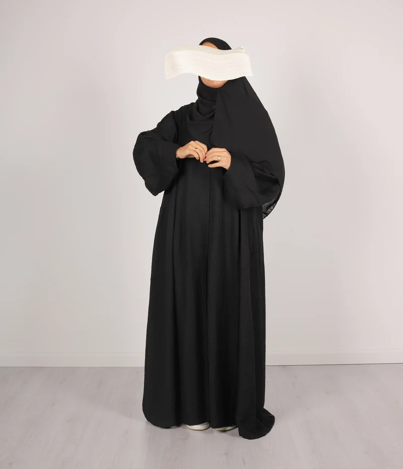 Abaya Leinen Safirah - Schwarz