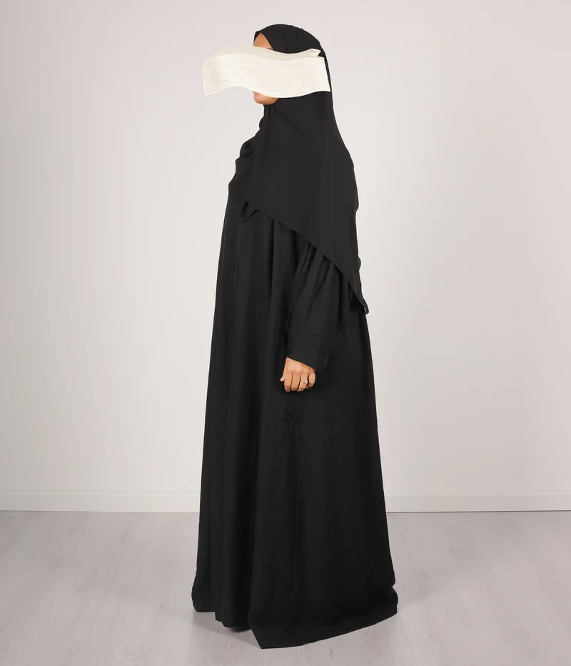 Abaya Leinen Safirah - Schwarz