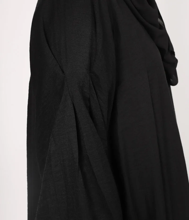 Abaya Leinen Safirah - Schwarz