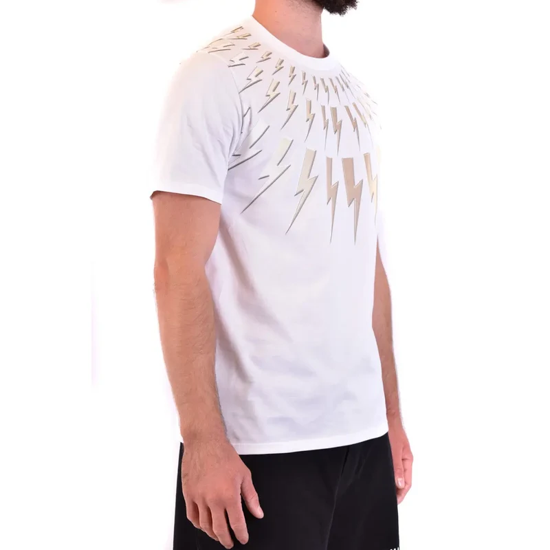 Neil Barrett Herren T-Shirt aus weißer Baumwolle mit Rundhalsausschnitt