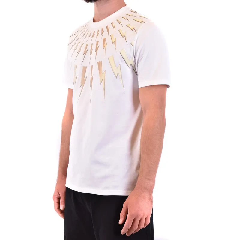 Neil Barrett Herren T-Shirt aus weißer Baumwolle mit Rundhalsausschnitt