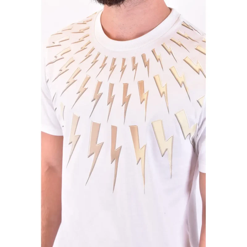 Neil Barrett Herren T-Shirt aus weißer Baumwolle mit Rundhalsausschnitt