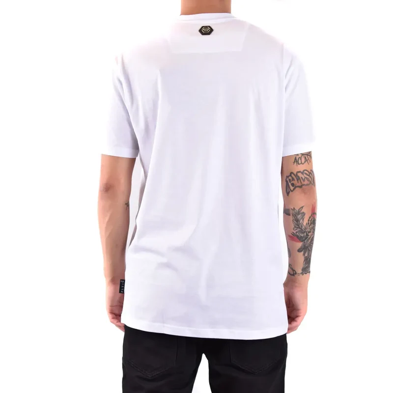 Philipp Plein Herren Weißes Baumwoll-T-Shirt Rundhals