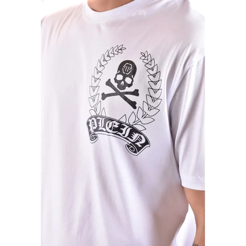 Philipp Plein Herren Weißes Baumwoll-T-Shirt Rundhals