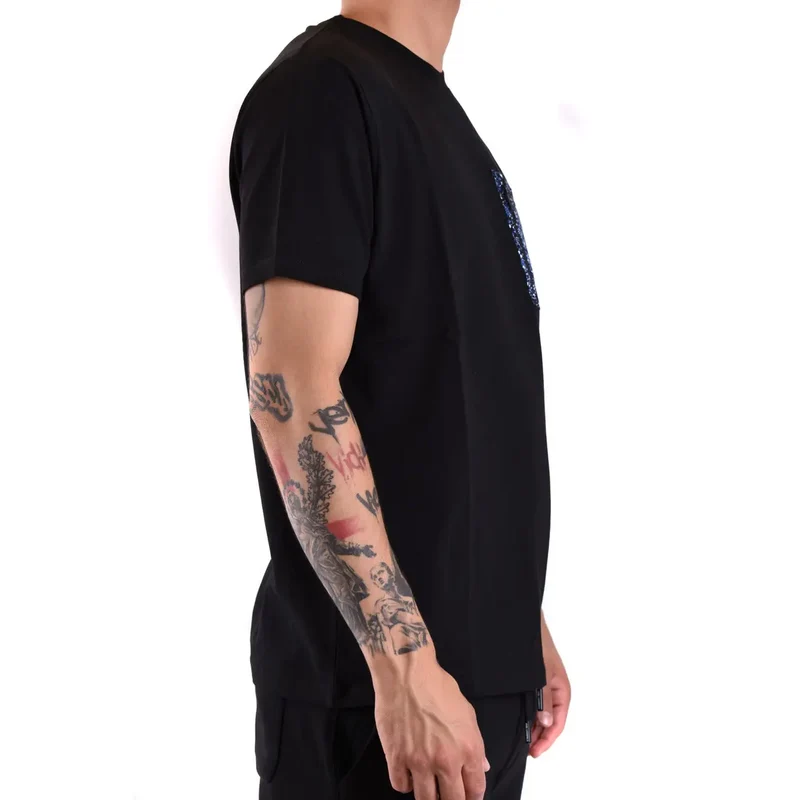 Karl Lagerfeld Schwarzes Baumwoll-T-Shirt für Herren