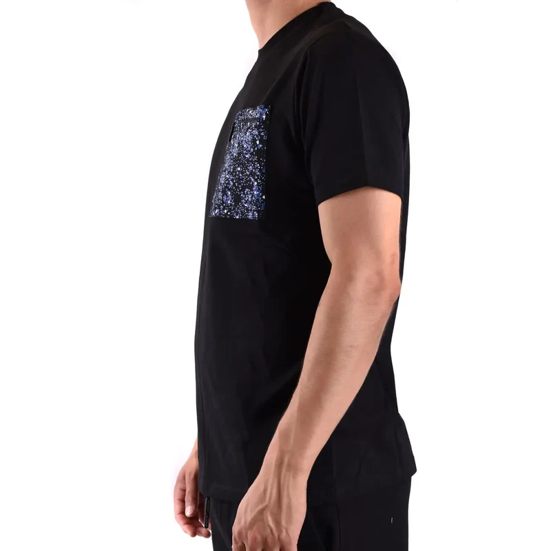 Karl Lagerfeld Schwarzes Baumwoll-T-Shirt für Herren