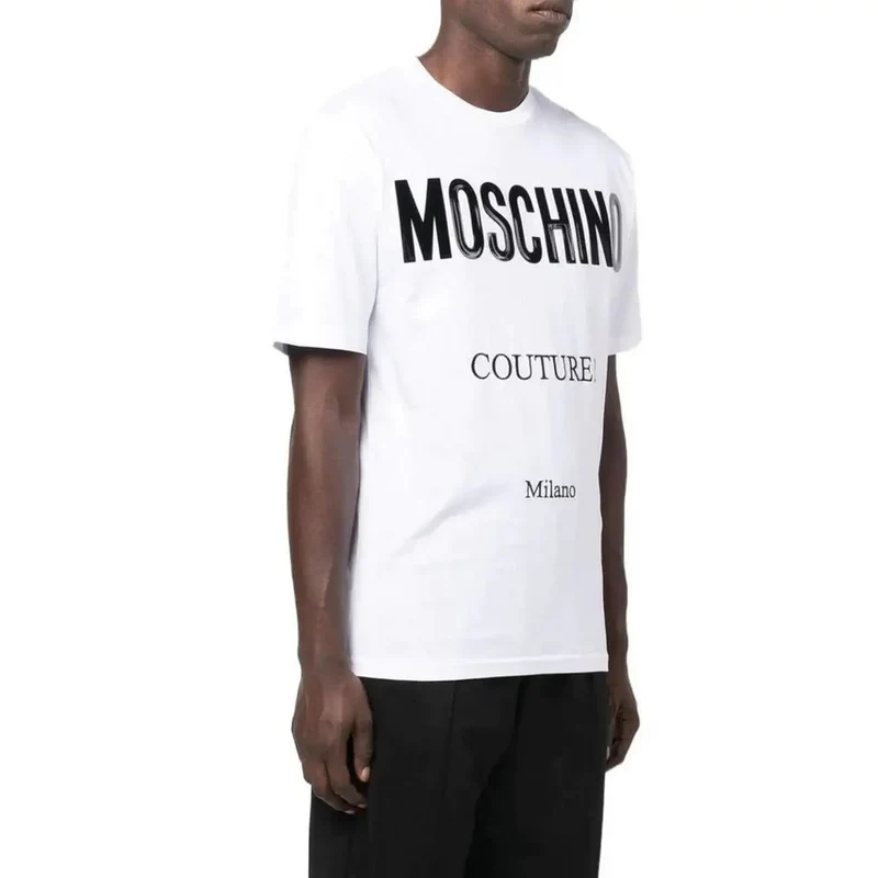 Moschino Herren T-Shirt aus weißer Baumwolle mit Rundhalsausschnitt