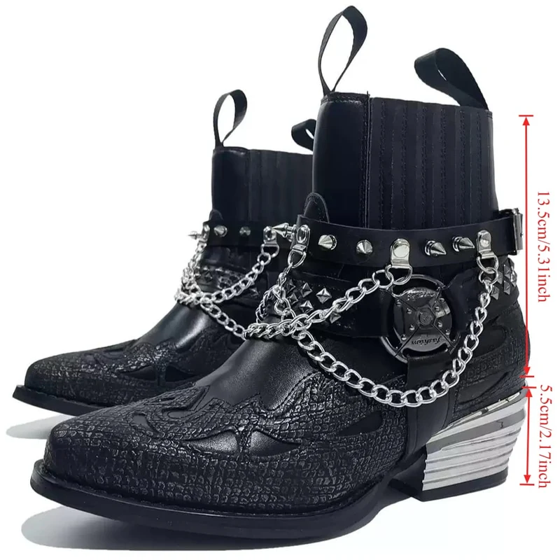 Punk-Motorradstiefel für Damen mit Nieten und Ketten