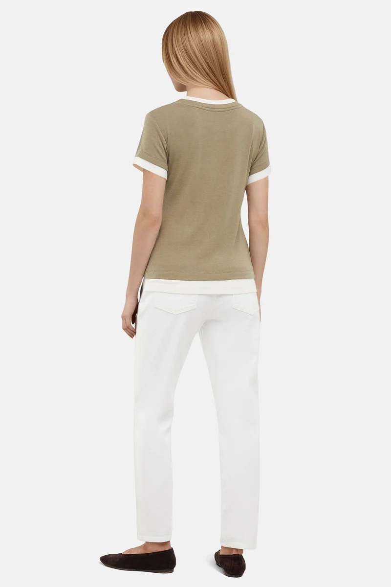 Veronica Layered Short Sleeve Tee | Deep Lichen Green