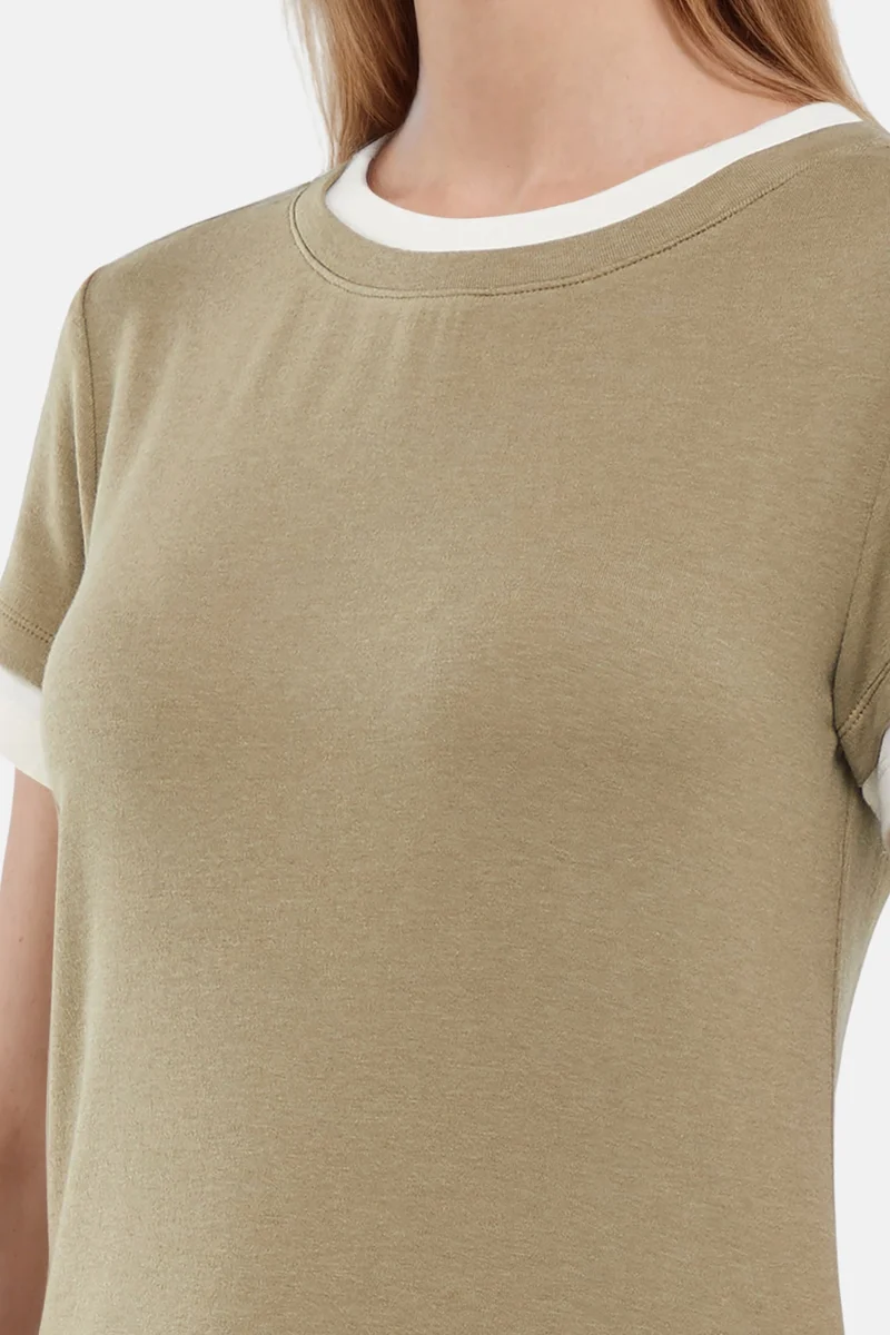 Veronica Layered Short Sleeve Tee | Deep Lichen Green