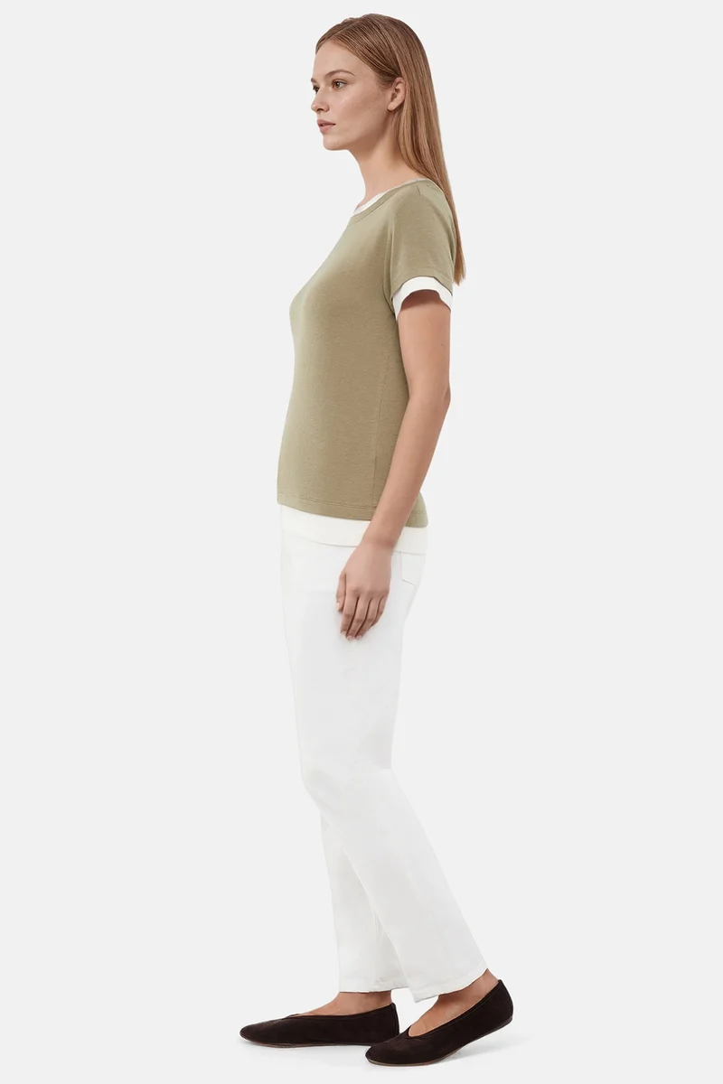 Veronica Layered Short Sleeve Tee | Deep Lichen Green