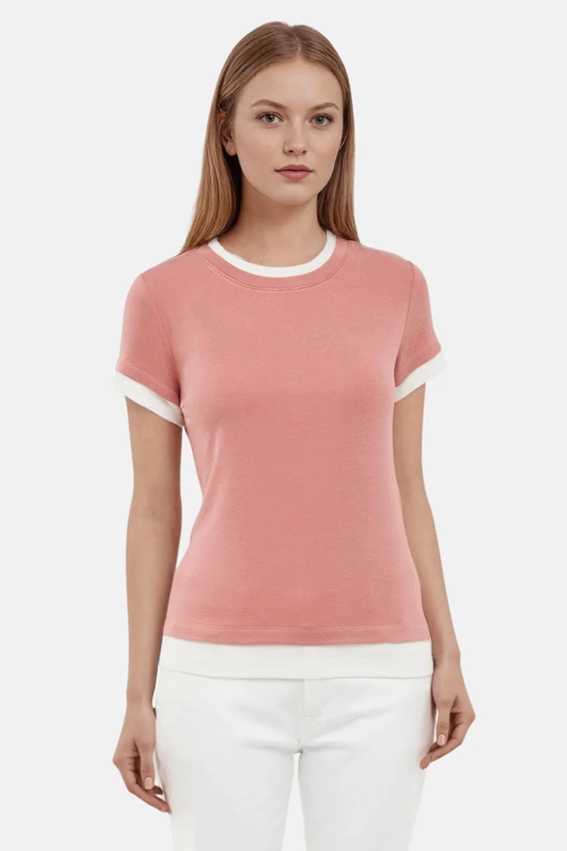 Veronica Layered Short Sleeve Tee | Withered Rose