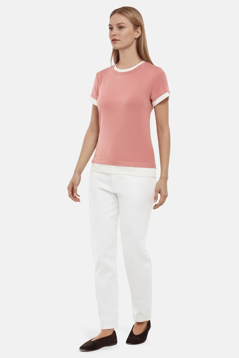 Veronica Layered Short Sleeve Tee | Withered Rose
