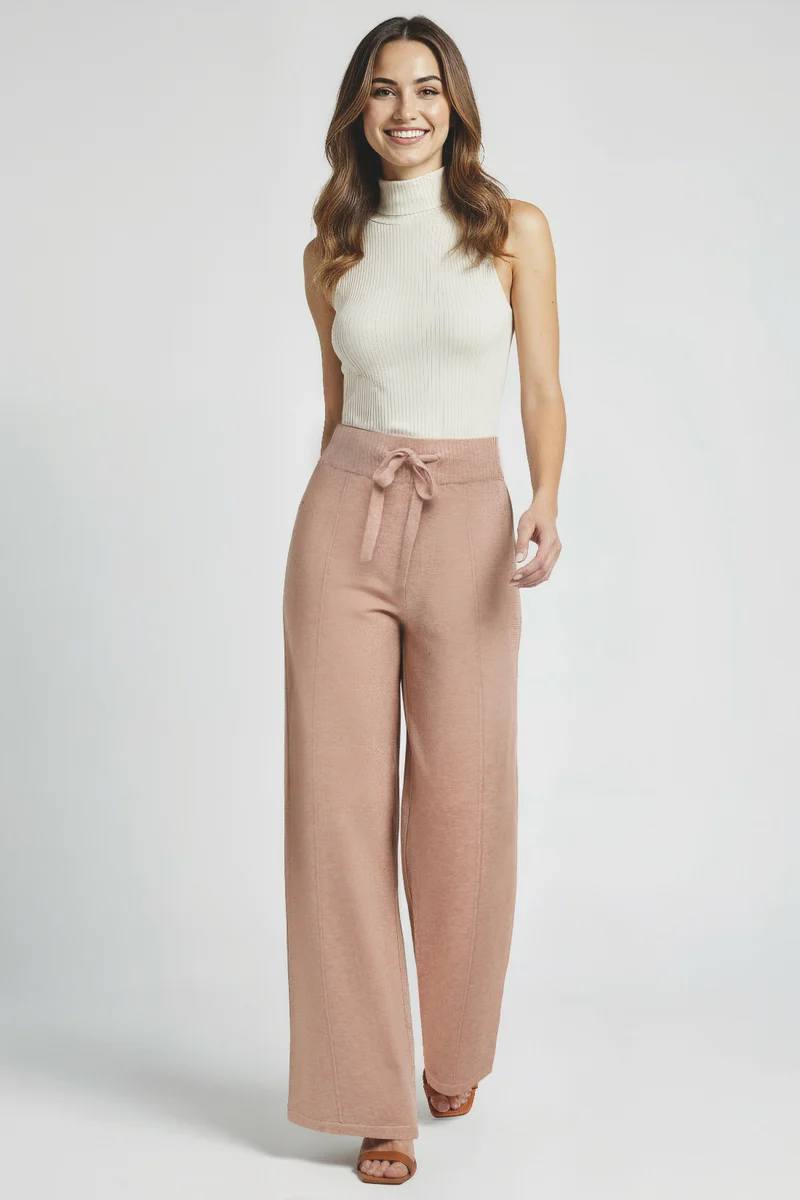 Ally Wide Leg Pant | Heather Warm Taupe
