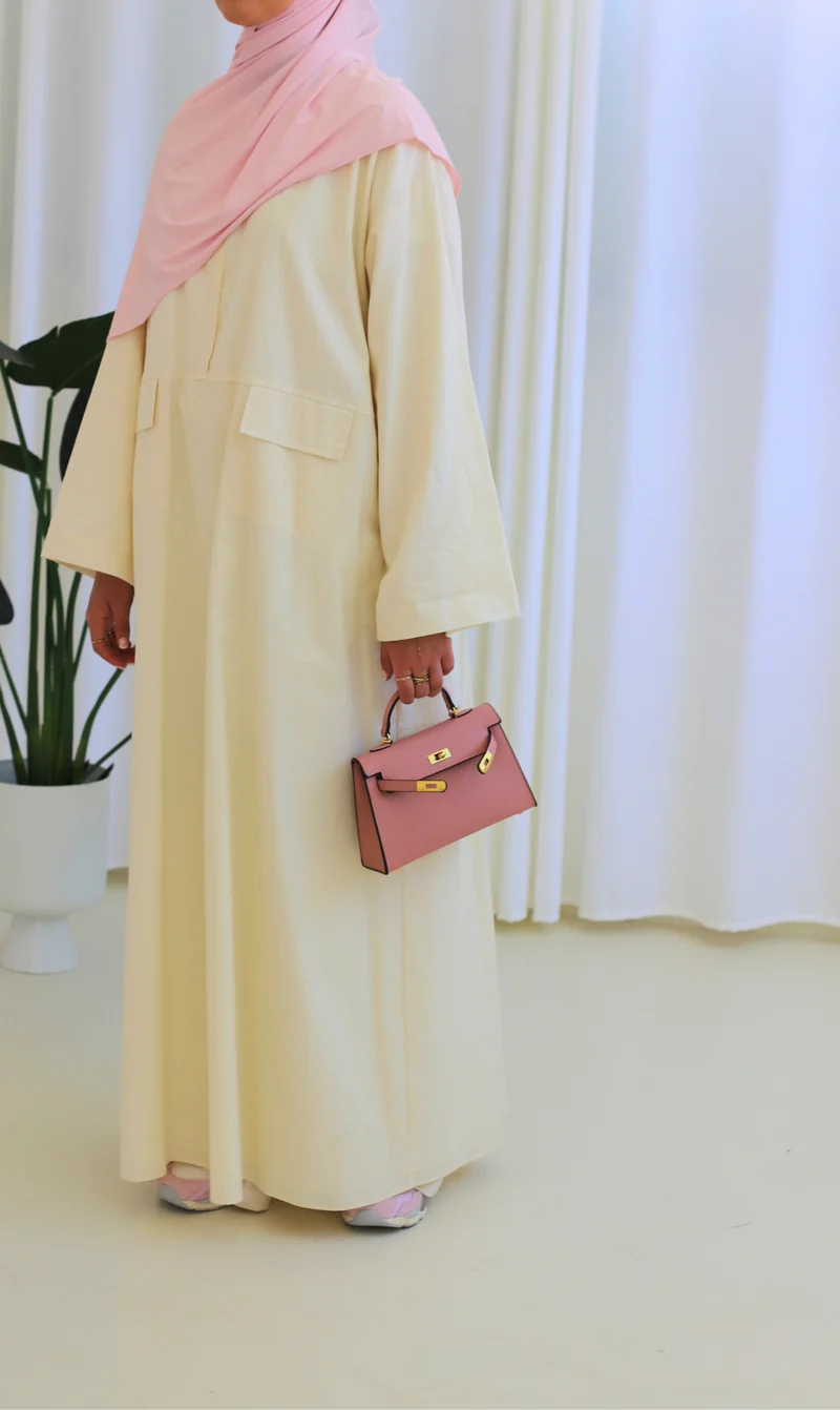 Oversized Abaya aus Baumwolle – Buttervanille