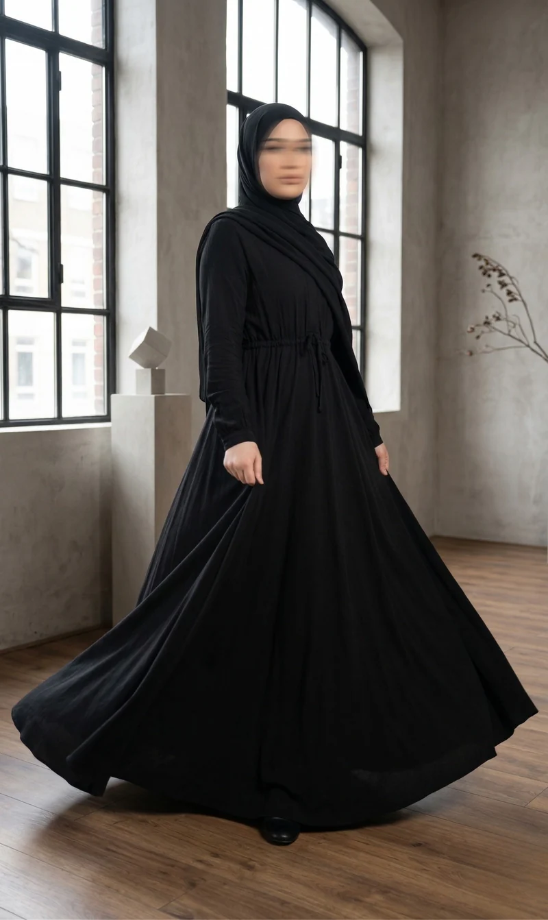 Abaya Maleekah Rayon - Schwarz