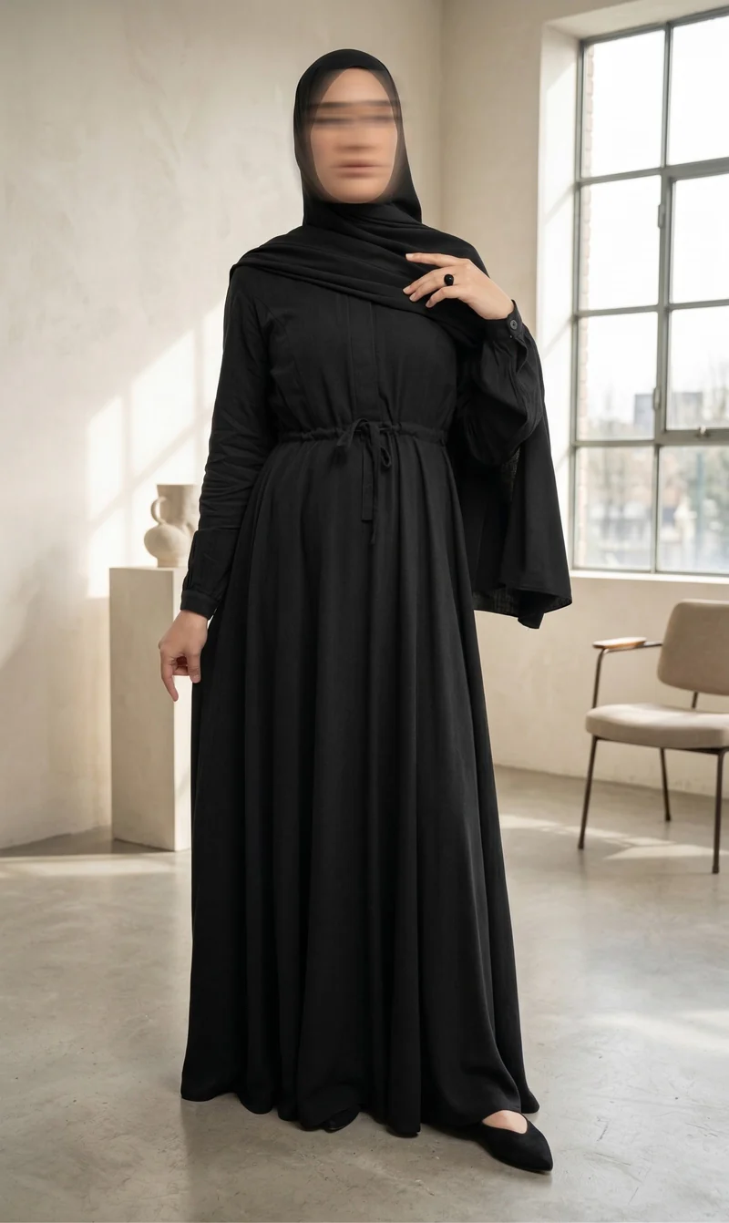 Abaya Maleekah Rayon - Schwarz