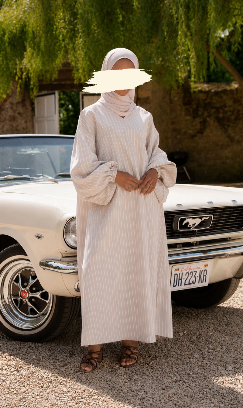 Oversized Baumwollkleid mit Streifen