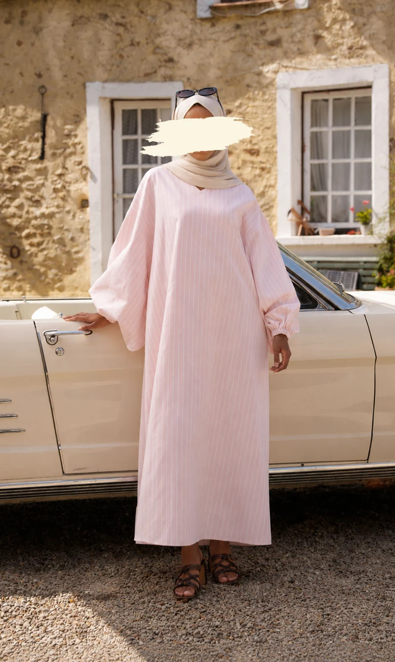 Oversized Baumwollkleid mit Streifen