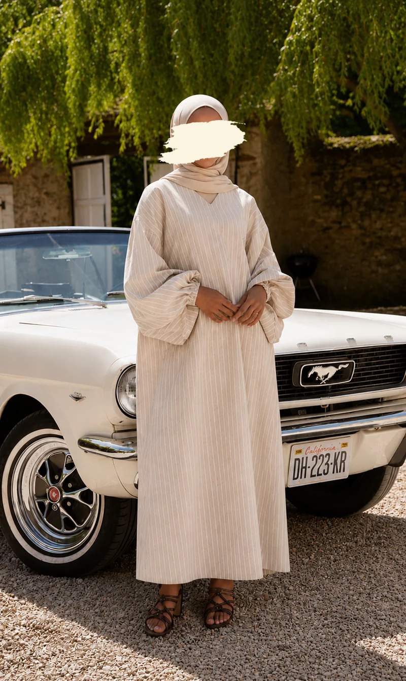 Oversized Baumwollkleid mit Streifen