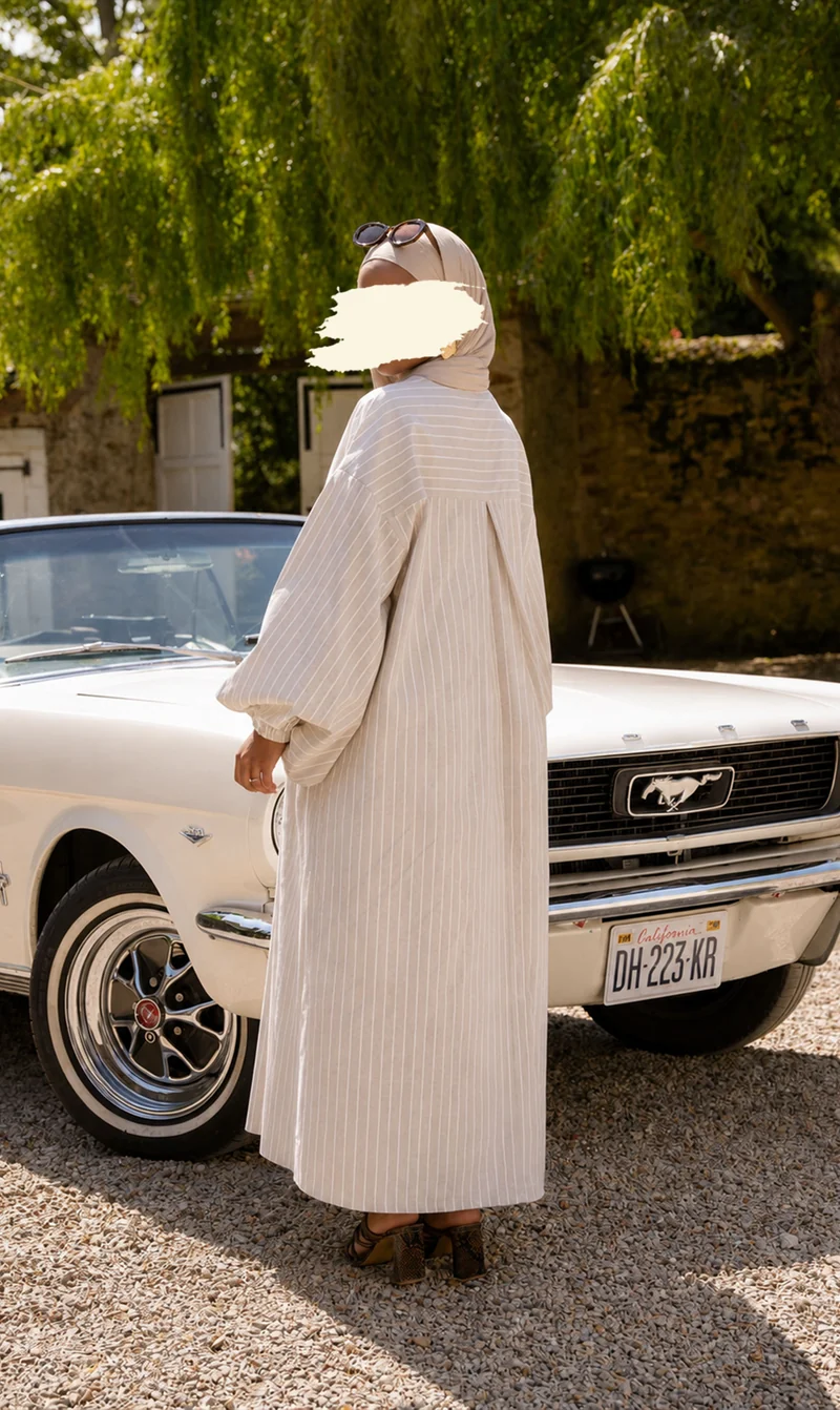 Oversized Baumwollkleid mit Streifen