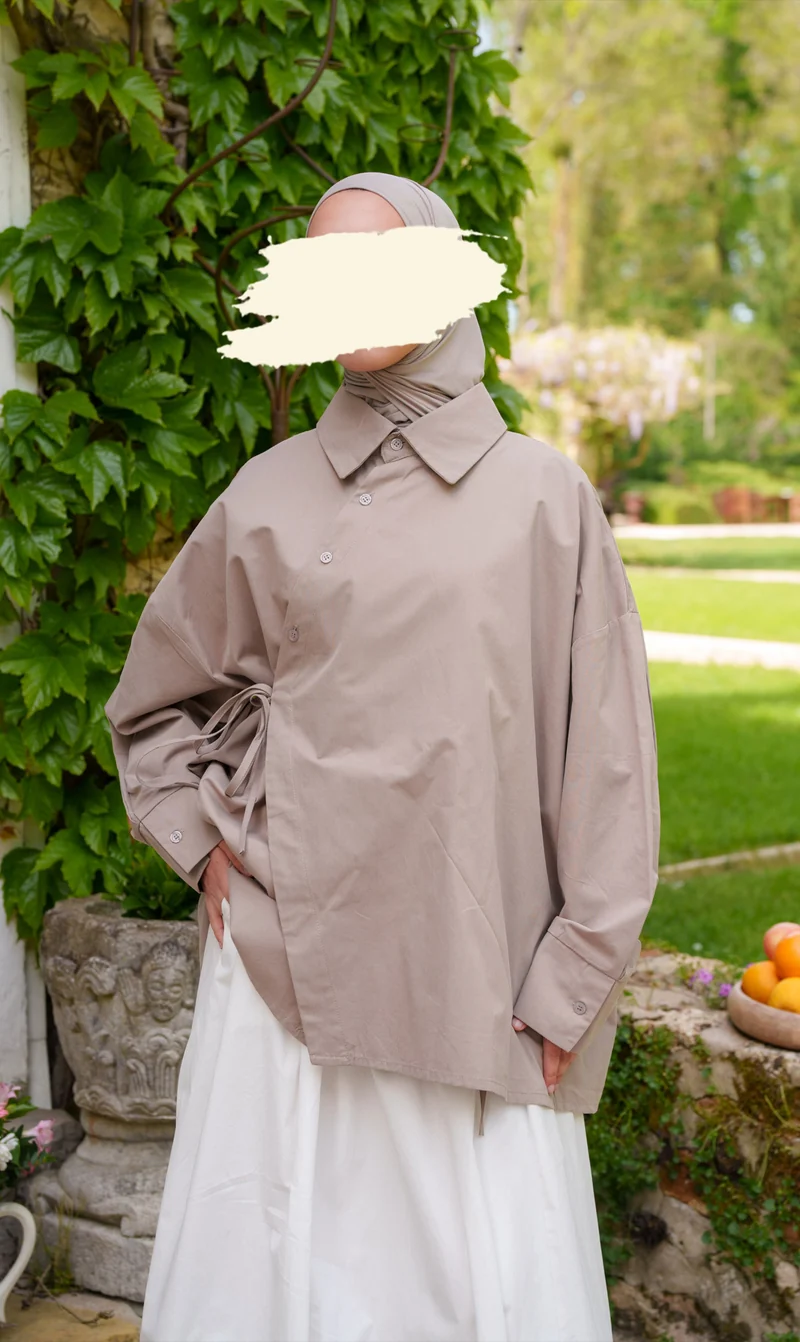 Oversized Baumwoll-Wickelbluse
